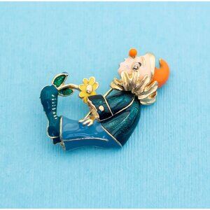 Vintage Colorful Jester Clown Brooch - N18